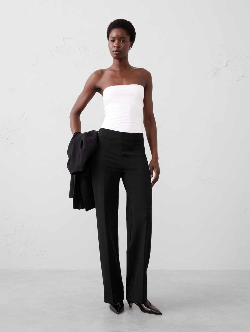 Banana Republic Ultra High Rise Luxe Ponte Straight Pants Black NWT $100 Comfy